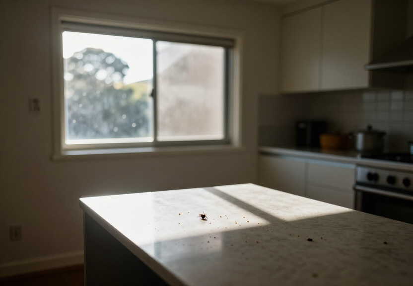 Rodent droppings and nesting material in a Punchbowl garage before treatment